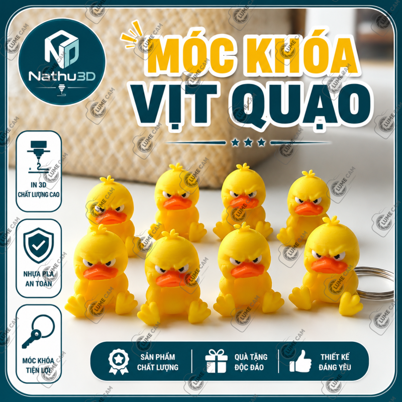 Móc khoá vịt quạo in 3D